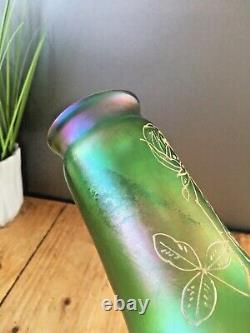 Aesthetic Movement Bohemian Czech Green Iridescent Vase Loetz Kralik Harrach