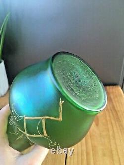 Aesthetic Movement Bohemian Czech Green Iridescent Vase Loetz Kralik Harrach