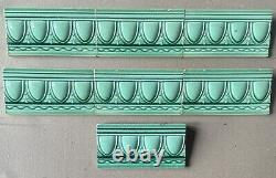 Alfred Meakin Antique Art Nouveau Majolica 7 Border Tile C1900 (green-blue)