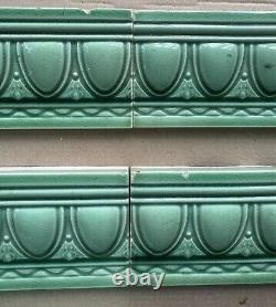 Alfred Meakin Antique Art Nouveau Majolica 7 Border Tile C1900 (green-blue)