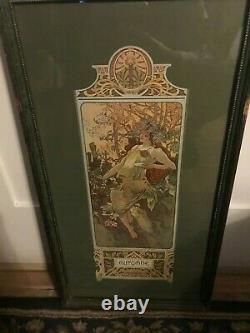 Alphonse Mucha 4 Seasons Autumn Framed Print under Glass Art Nouveau Deco