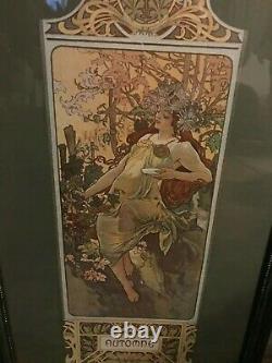 Alphonse Mucha 4 Seasons Autumn Framed Print under Glass Art Nouveau Deco