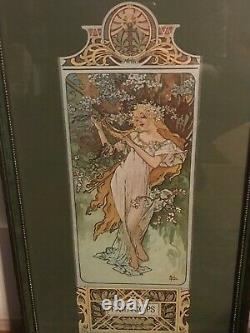 Alphonse Mucha 4 Seasons Autumn Framed Print under Glass Art Nouveau Deco