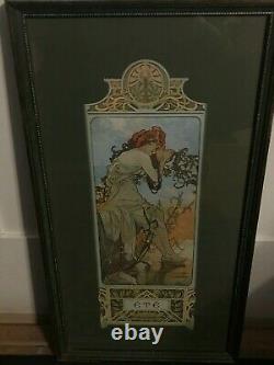 Alphonse Mucha 4 Seasons Autumn Framed Print under Glass Art Nouveau Deco