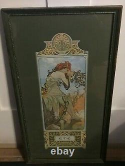 Alphonse Mucha 4 Seasons Autumn Framed Print under Glass Art Nouveau Deco