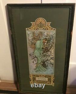 Alphonse Mucha 4 Seasons Autumn Framed Print under Glass Art Nouveau Deco