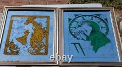 Alphonse Mucha Mirror Vintage Set Art Nouveau Bohemian Yellow Green
