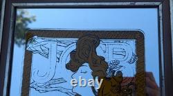 Alphonse Mucha Mirror Vintage Set Art Nouveau Bohemian Yellow Green