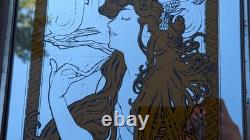 Alphonse Mucha Mirror Vintage Set Art Nouveau Bohemian Yellow Green