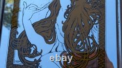 Alphonse Mucha Mirror Vintage Set Art Nouveau Bohemian Yellow Green