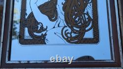 Alphonse Mucha Mirror Vintage Set Art Nouveau Bohemian Yellow Green