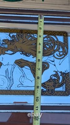 Alphonse Mucha Mirror Vintage Set Art Nouveau Bohemian Yellow Green