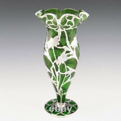 Alvin Corporation Silver Overlay Glass Vase c1920