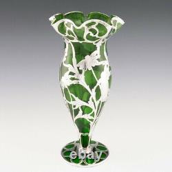 Alvin Corporation Silver Overlay Glass Vase c1920