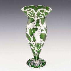 Alvin Corporation Silver Overlay Glass Vase c1920