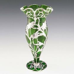 Alvin Corporation Silver Overlay Glass Vase c1920