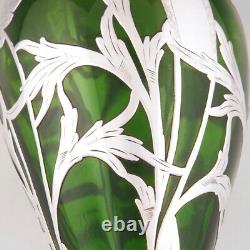 Alvin Corporation Silver Overlay Glass Vase c1920