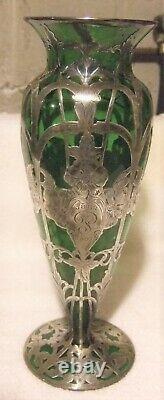 Alvin Sterling Overlay Vase Art Nouveau