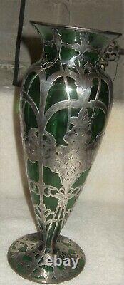 Alvin Sterling Overlay Vase Art Nouveau