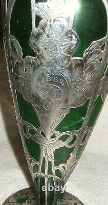 Alvin Sterling Overlay Vase Art Nouveau