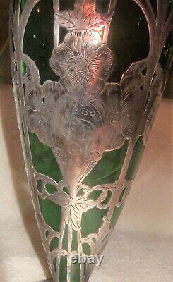 Alvin Sterling Overlay Vase Art Nouveau