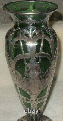 Alvin Sterling Overlay Vase Art Nouveau