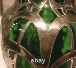 Alvin Sterling Overlay Vase Art Nouveau