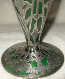 Alvin Sterling Overlay Vase Art Nouveau