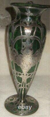 Alvin Sterling Overlay Vase Art Nouveau