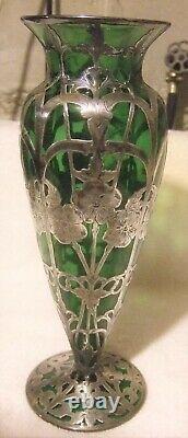 Alvin Sterling Overlay Vase Art Nouveau