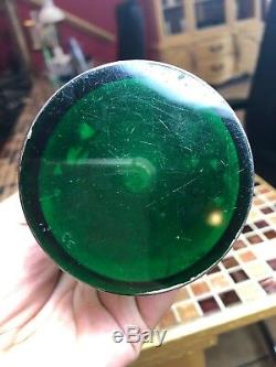 Alvin Vase Antique Art Nouveau American Emerald Green Glass & Silver Overlay