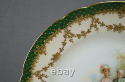 Ambrosius Lamm Dresden Courting Couple Raised Gold & Green Dinner Plate A