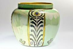 American Satsuma 1920's Art Nouveau Stylized Sunflower Round Vase L. Curran