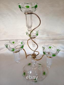 An Art Nouveau Stuart Peacock Eye/Cairngorm 4 Branch Glass Epergne/Vase c1910