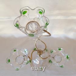 An Art Nouveau Stuart Peacock Eye/Cairngorm 4 Branch Glass Epergne/Vase c1910
