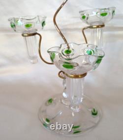 An Art Nouveau Stuart Peacock Eye/Cairngorm 4 Branch Glass Epergne/Vase c1910