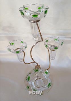 An Art Nouveau Stuart Peacock Eye/Cairngorm 4 Branch Glass Epergne/Vase c1910
