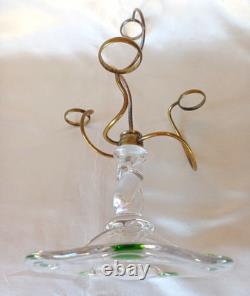An Art Nouveau Stuart Peacock Eye/Cairngorm 4 Branch Glass Epergne/Vase c1910