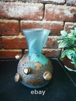 Anca Florea Podaru Art Glass Vase Ama Romanian Vase Copper Overlay 19cms