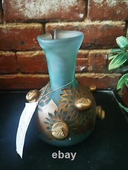 Anca Florea Podaru Art Glass Vase Ama Romanian Vase Copper Overlay 19cms