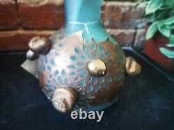 Anca Florea Podaru Art Glass Vase Ama Romanian Vase Copper Overlay 19cms