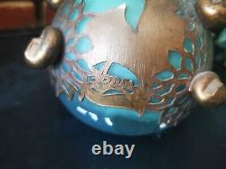 Anca Florea Podaru Art Glass Vase Ama Romanian Vase Copper Overlay 19cms