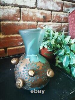 Anca Florea Podaru Art Glass Vase Ama Romanian Vase Copper Overlay 19cms