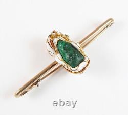 Antique 14k Gold Art Nouveau Enamel & Carved Malachite Arab Gentleman Brooch Pin