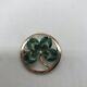 Antique 14k Yellow Gold Green Enamel Four Leaf Clover Seed Pearl Pin Brooch 3d