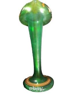 Antique 1800's Bohemian Art Glass VASE 9.25H Art Nouveau Jack In The Pulpit