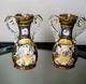 Antique 1880saustrian Bohemian Art Nouveau Jugendstil Majolica Green Vases 7.75