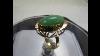 Antique 1900 S Art Nouveau 7 0ct Natural Green Jadeite Jade Ring 10k Yellow Gold