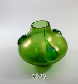 Antique 1905s Loetz Rare VESUVIAN Creta Glatt Art Glass Green Vase TADPOLES