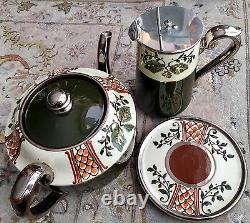 Antique (1909) English Gibson & Sons Albany & Harvey Pottery Teapot & Stand Set